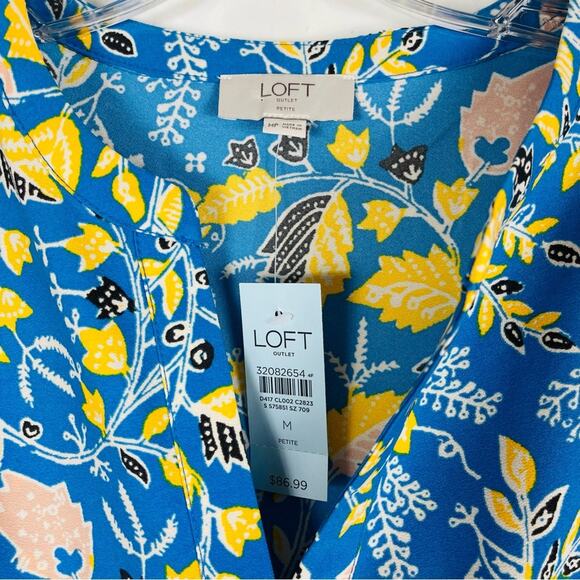 NWT Loft blue yellow floral boho cottagecore spring midi dress MP - Picture 5 of 7